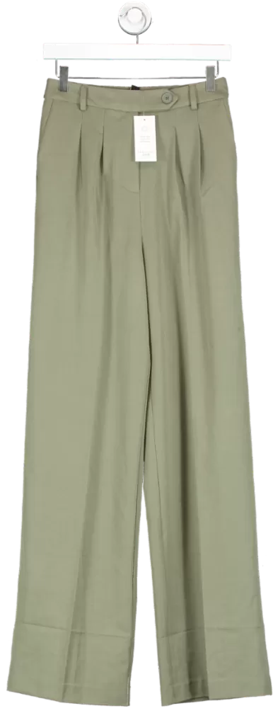 New Look Green Tall Khaki Wide Leg Trousers UK 8