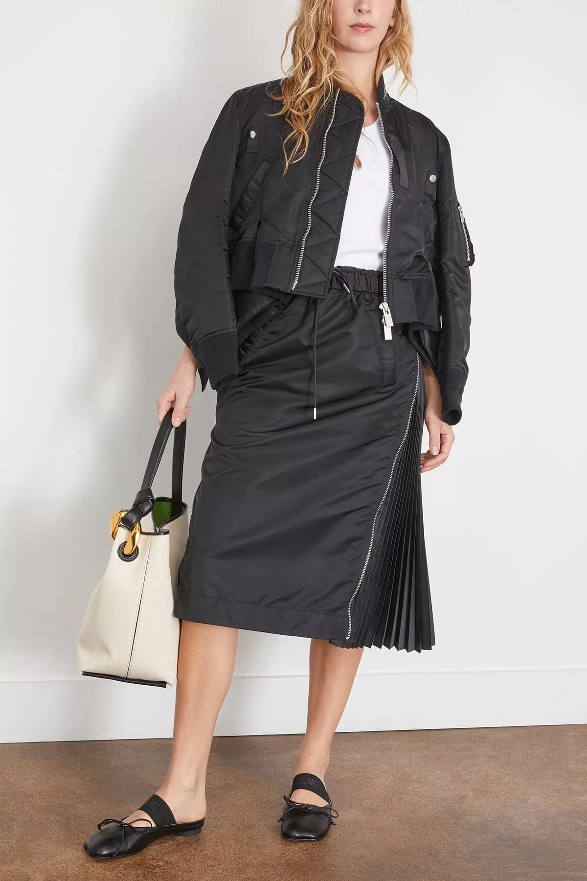 Nylon Twill Skirt in Black