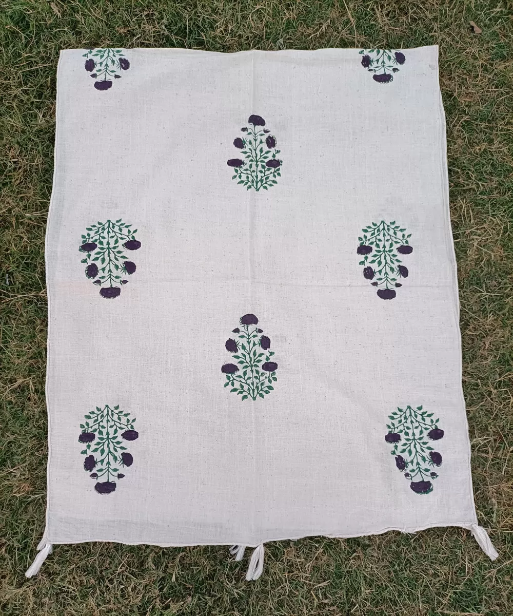 Offwhite handblock printed handspun cotton stole