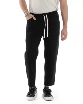 Pantaloni Jeans Uomo Regular Fit Pantalaccio Semplice Jogger Tinta Unita Nero GIOSAL-JS1026A