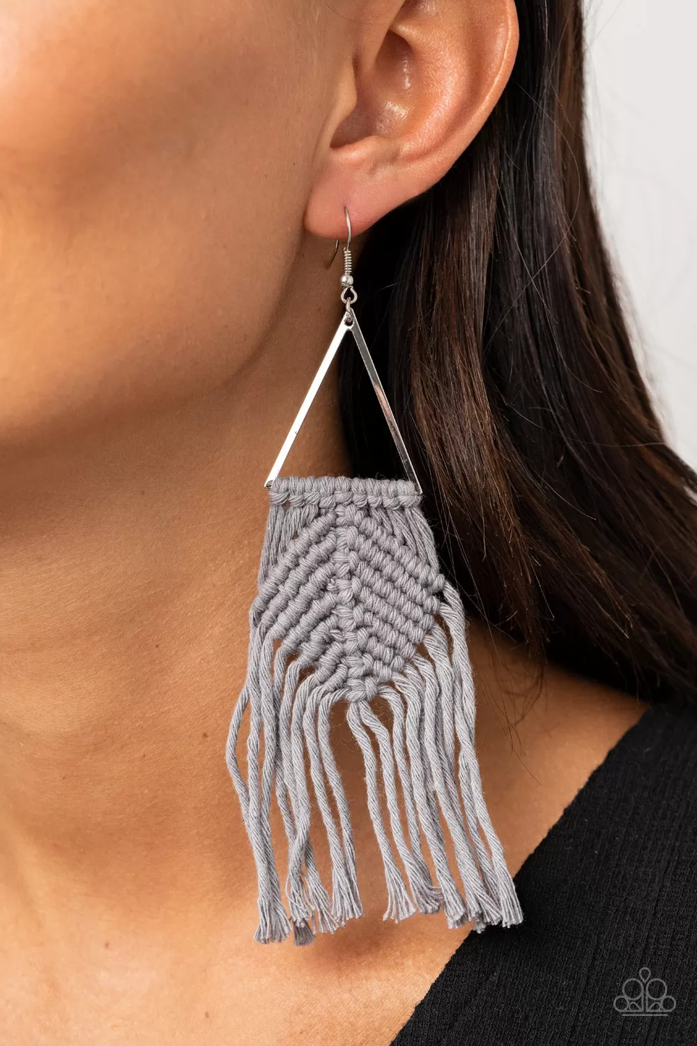 Paparazzi Accessories - Macrame Jungle - Silver Earrings