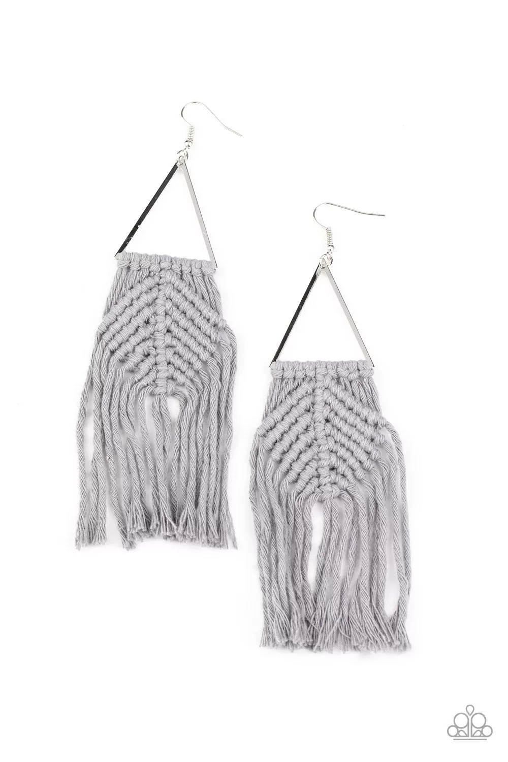 Paparazzi Accessories - Macrame Jungle - Silver Earrings