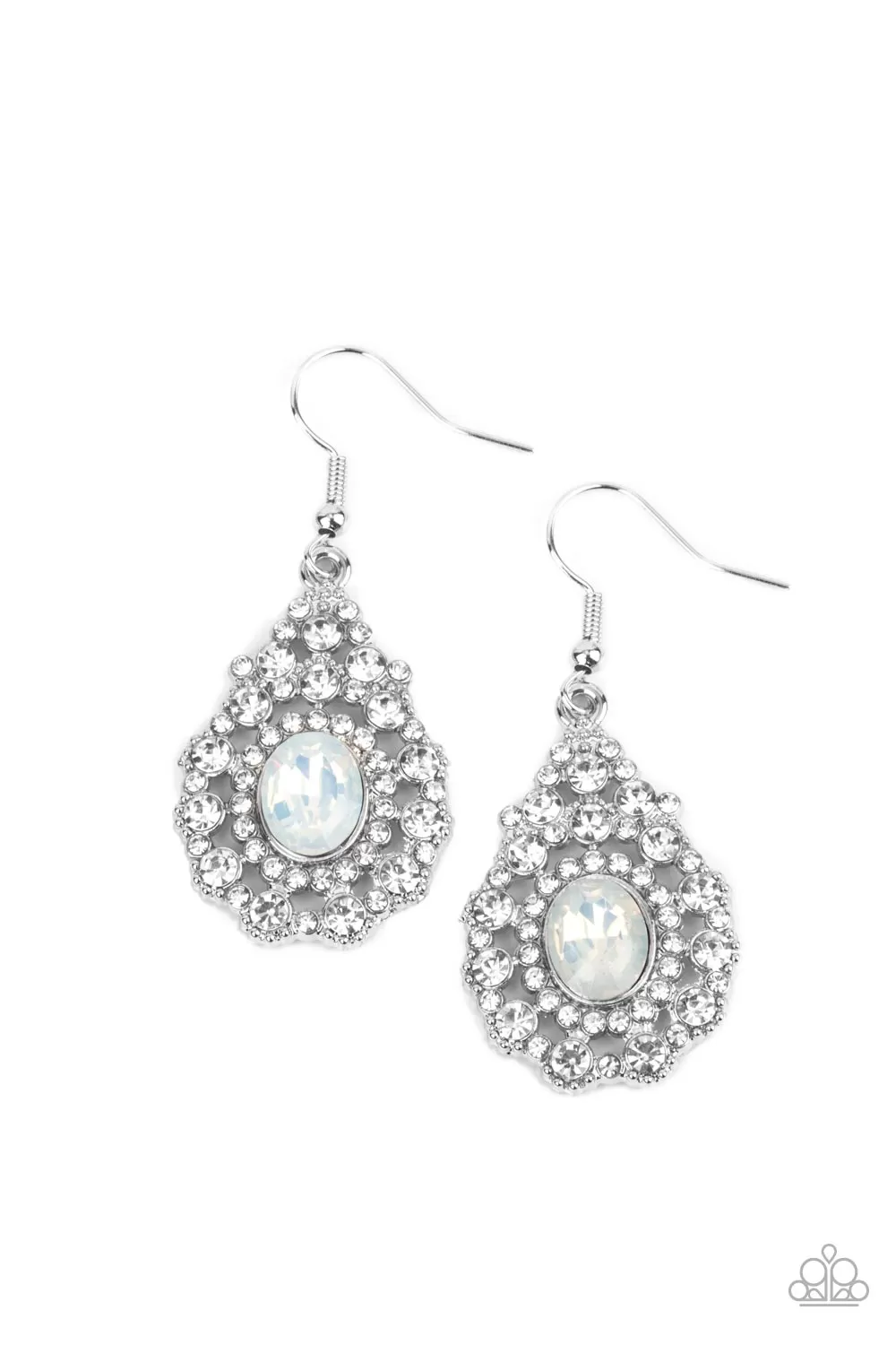 Paparazzi Celestial Charmer - White Opalescent Earrings