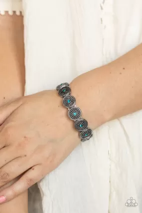 Paparazzi Colorfully Celestial - Blue Rhinestone with Silver Frame Stretchy Bracelet