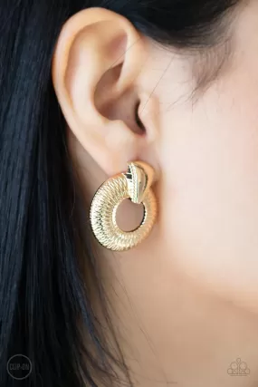 Paparazzi Industrial Innovator - Gold Clip-on Earrings