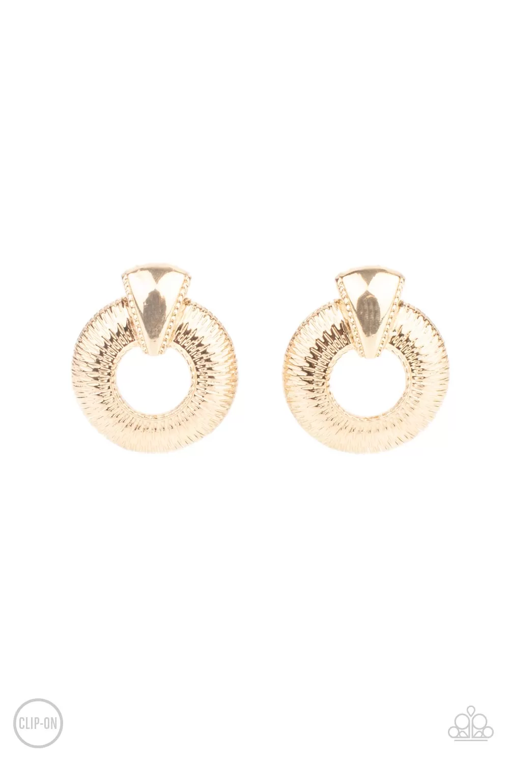 Paparazzi Industrial Innovator - Gold Clip-on Earrings