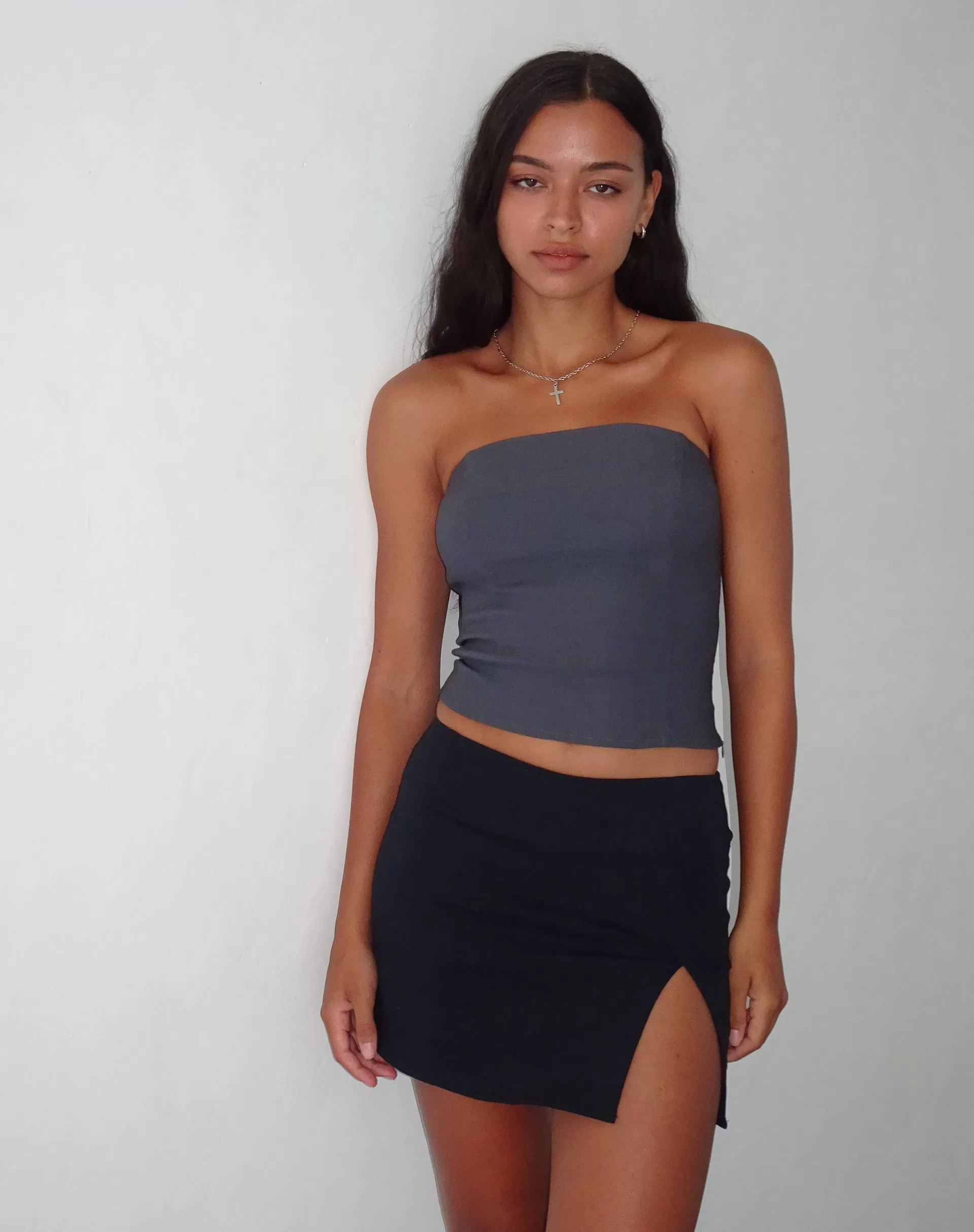 Pelma Mini Skirt in Twill Black