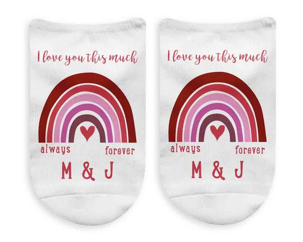 Personalized I Love You This Much with Pink Rainbow Design