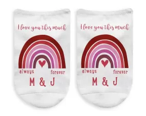 Personalized I Love You This Much with Pink Rainbow Design