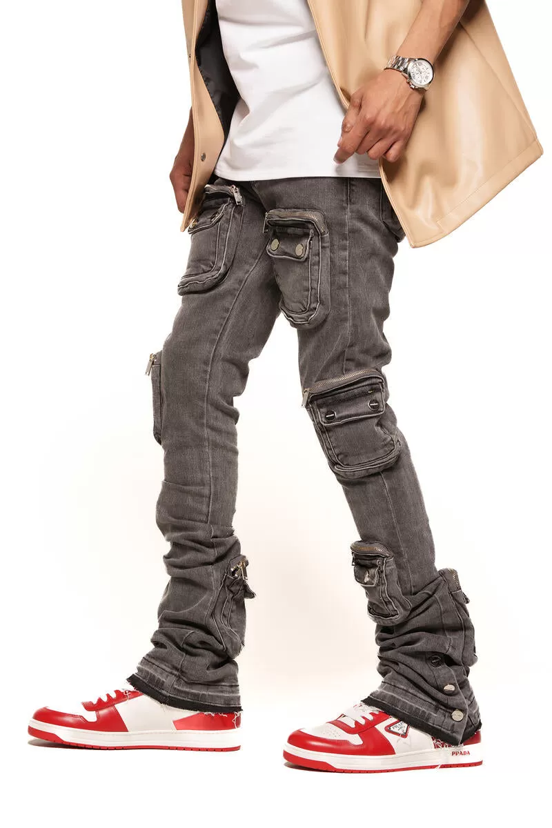 PHEELINGS JOURNEY TO GREATNESS FLARE STACK DENIM (CHARCOAL GREY)