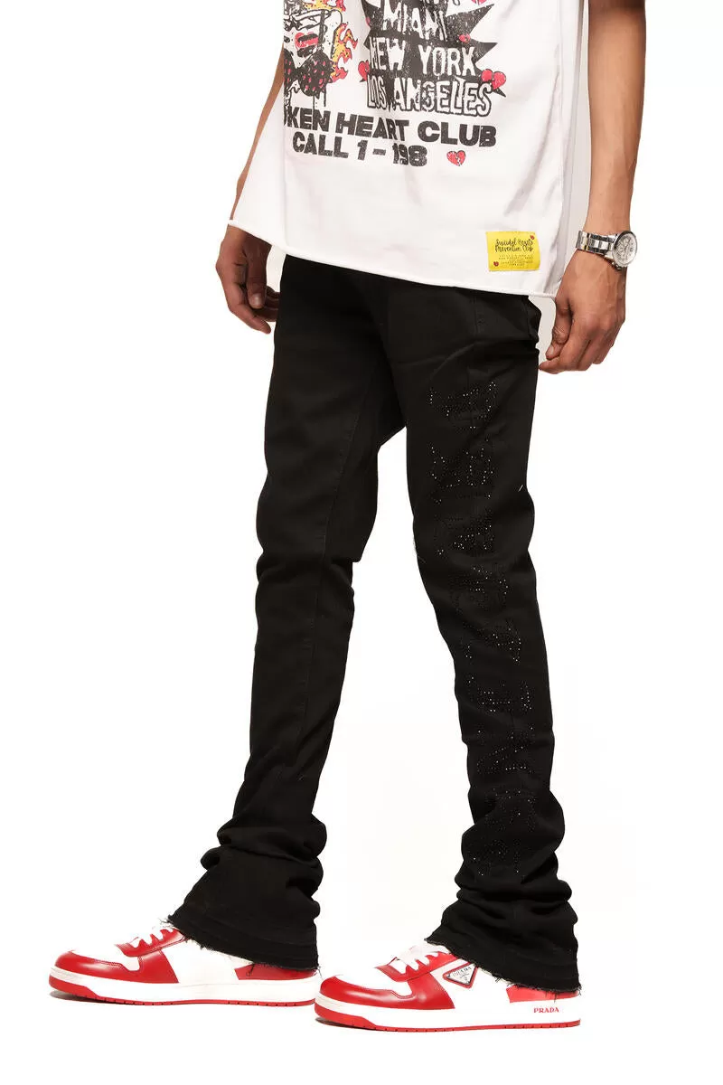 Pheelings RISING ABOVE FLARE STACK DENIM (JET BLACK)