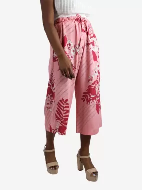 Pink foral print silk-blend culottes - size IT 46