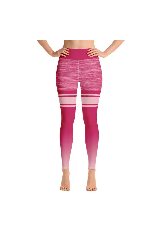 Pink Striped Mid Thigh Yoga Leggings