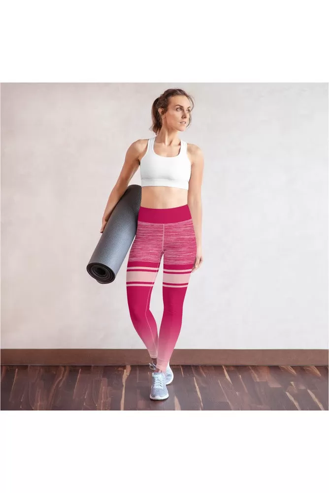 Pink Striped Mid Thigh Yoga Leggings