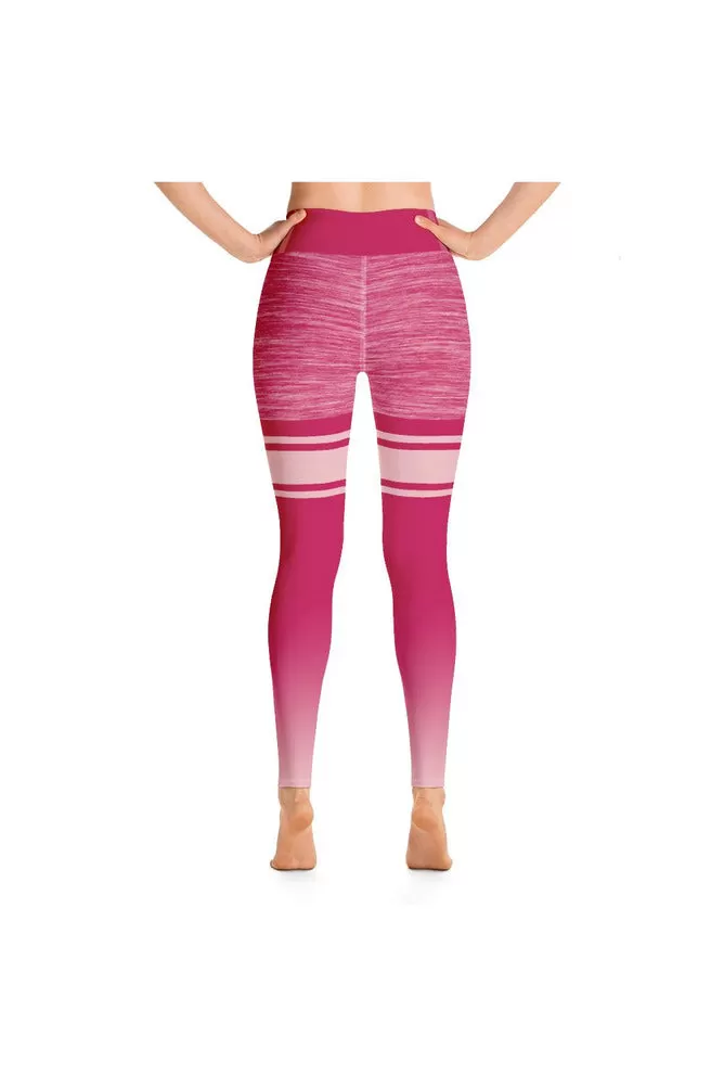 Pink Striped Mid Thigh Yoga Leggings