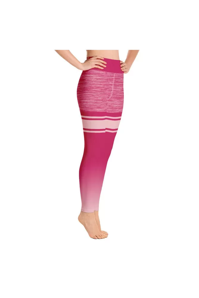 Pink Striped Mid Thigh Yoga Leggings