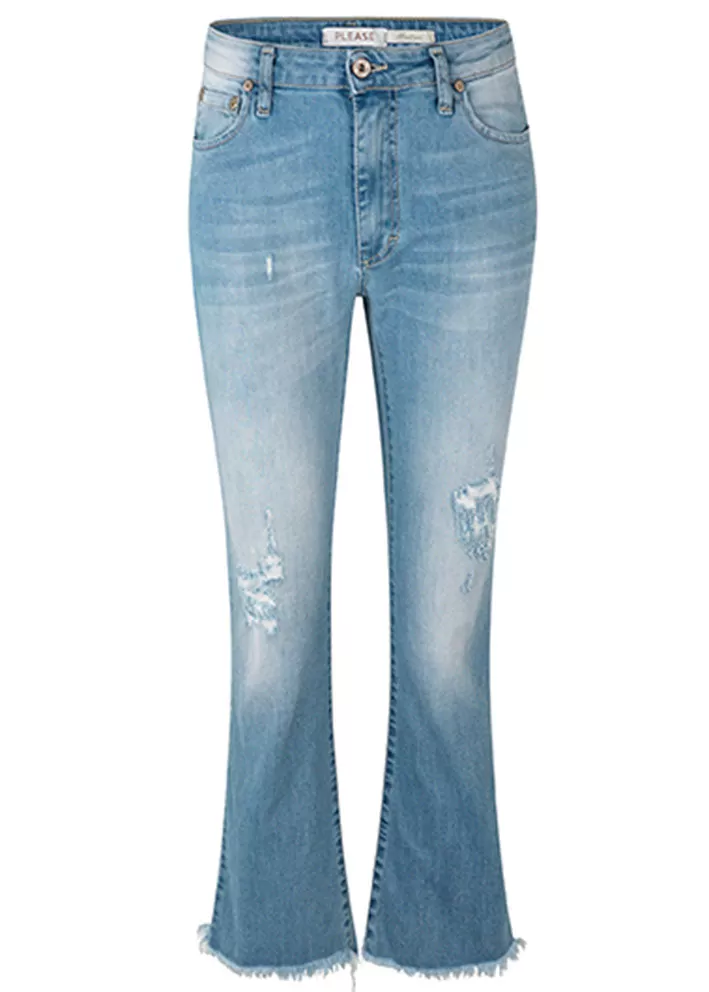 Please Shortcut Trash Jeans - Blue Denim