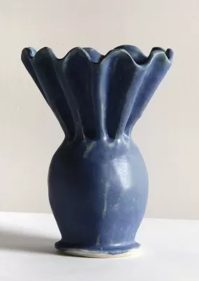 Pleated Blue Vase