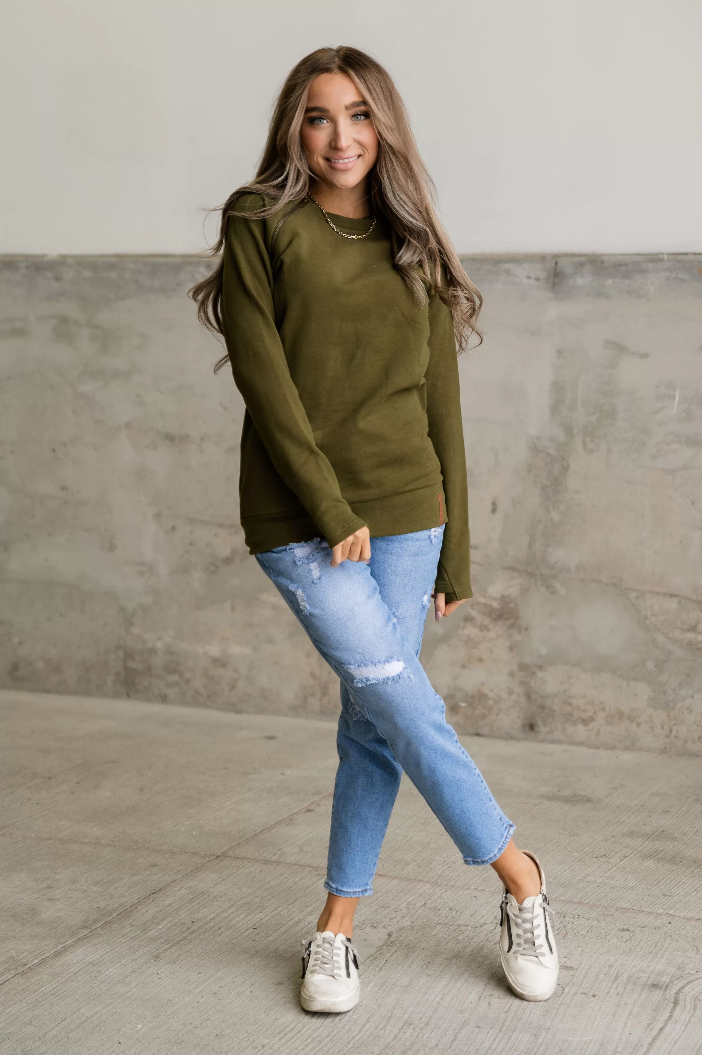 Pullover Sweatshirt - Blue Juniper SideZip