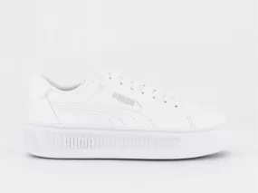 Puma Womens Smash Platform V3 Sleek White/Silver <br> 389401 01