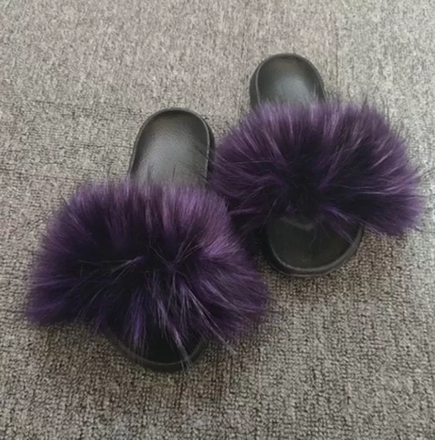 Raccoon Fur Flip Flops