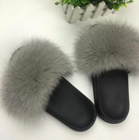 Raccoon Fur Flip Flops