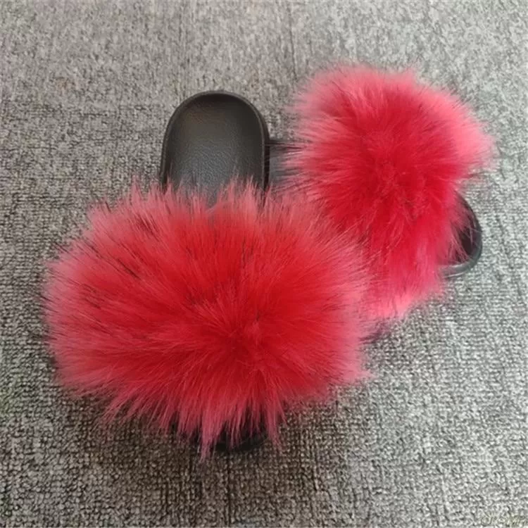 Raccoon Fur Flip Flops