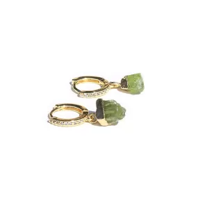 Raw Peridot Earrings