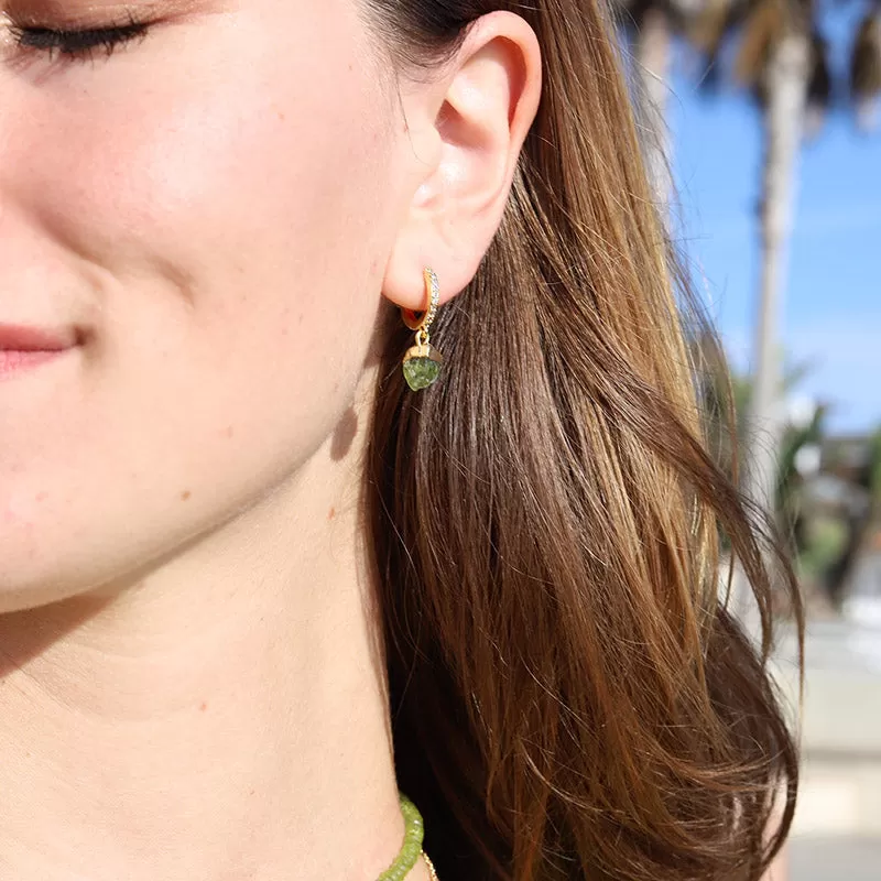 Raw Peridot Earrings