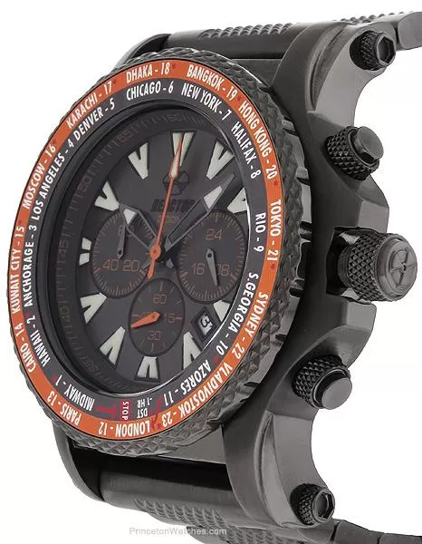 Reactor Proton World Time Mens Chrono - Gunmetal-Tone Dial&#44; Case & Bracelet