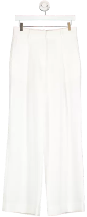 REISS White Mid Rise Wide Leg Trousers UK 10