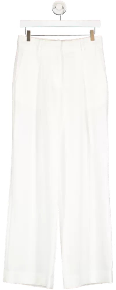 REISS White Mid Rise Wide Leg Trousers UK 10