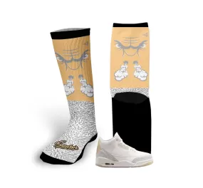 Retro 3 Ivory Socks - Raging Face