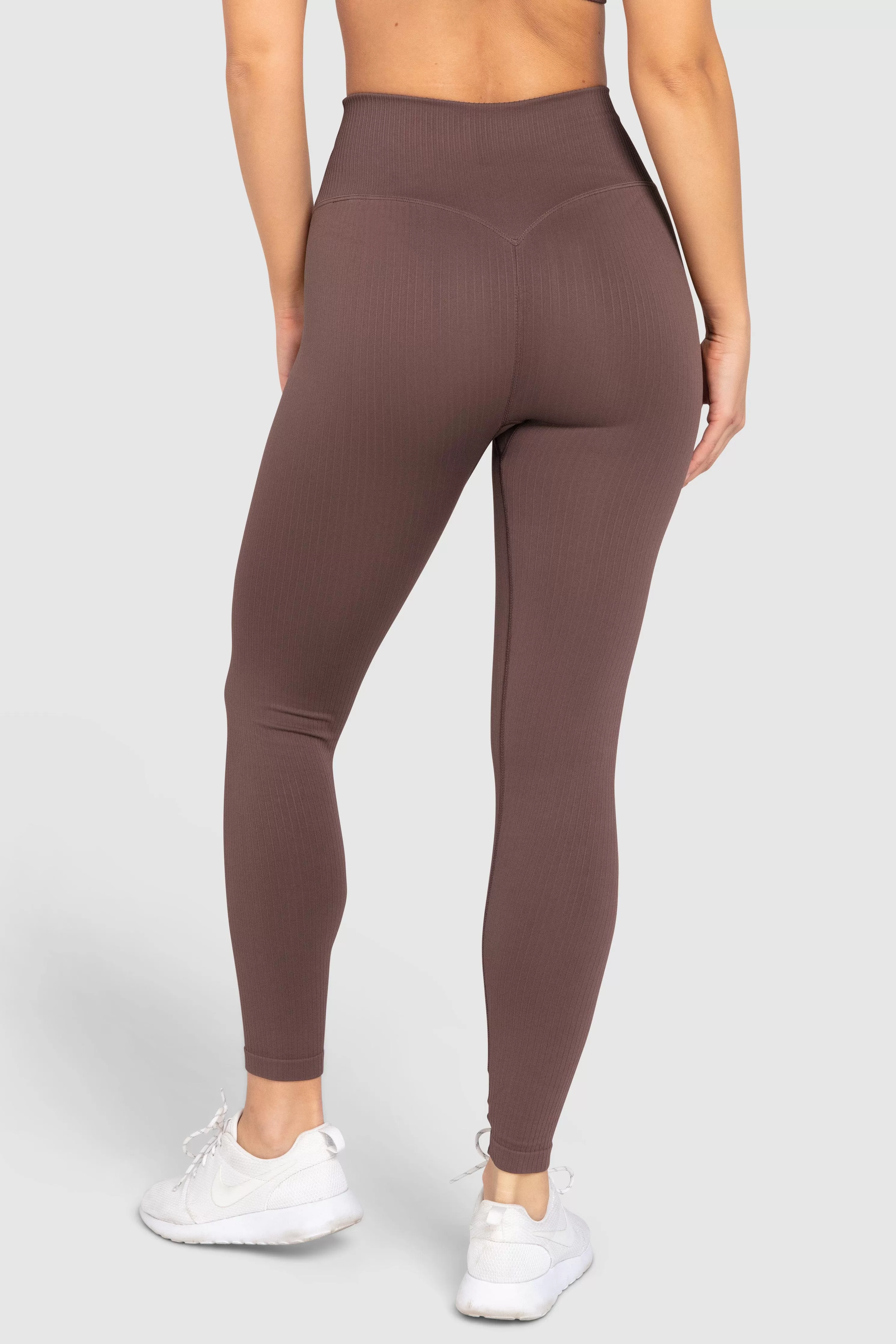 Ribbed Seamless Leggings - Espresso Brown