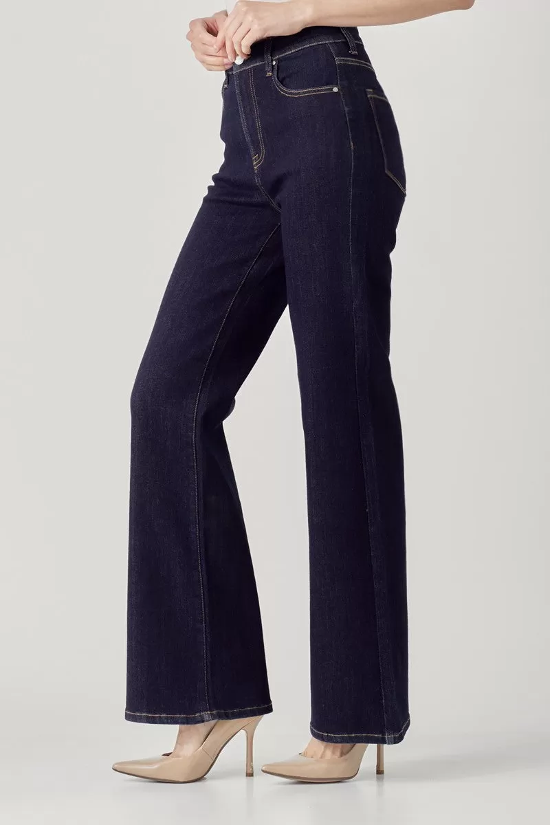 RISEN DARK HIGH-RISE WIDE LEG JEANS