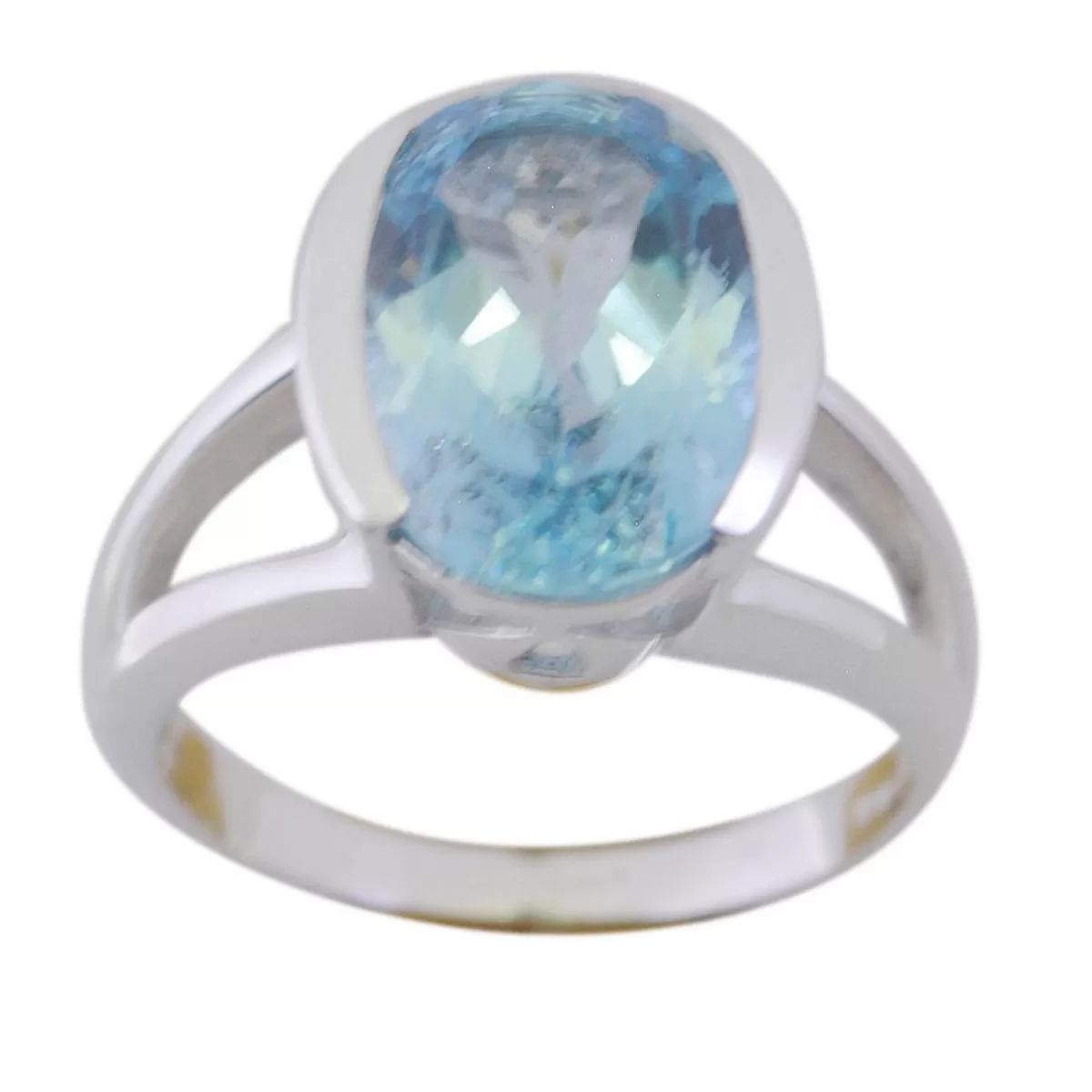 Riyo Classy Gem Blue Topaz 925 Silver Ring Jewelry Magnifying Glass