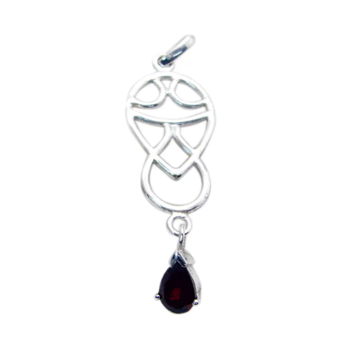 Riyo Fanciable Gemstone Pear Faceted Red Garnet 957 Sterling Silver Pendant Gift For Birthday