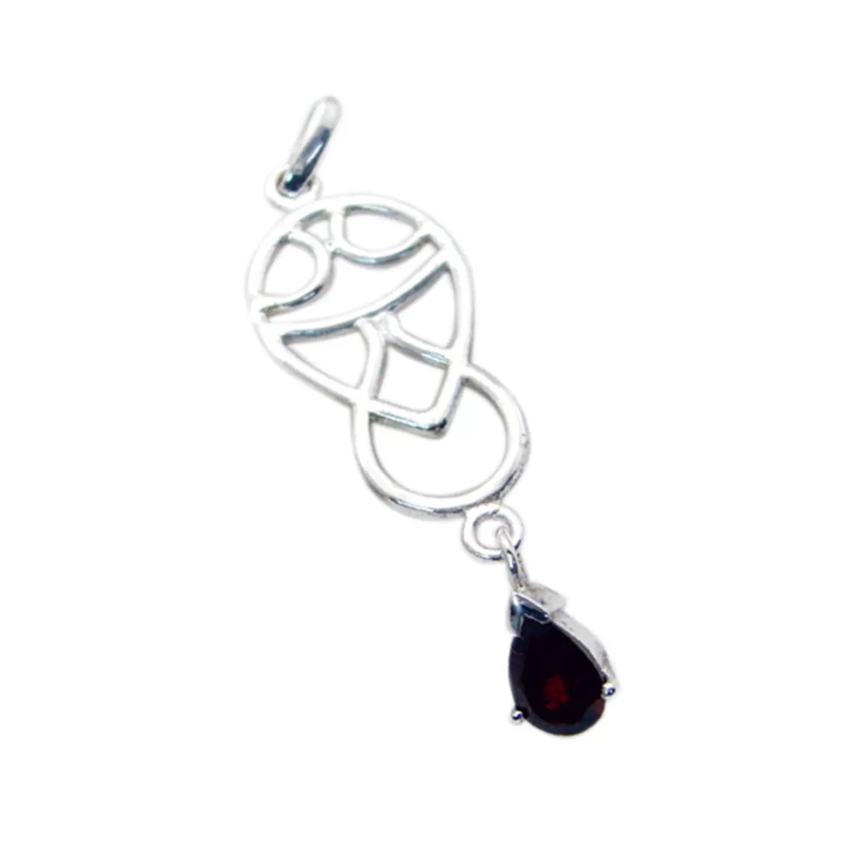 Riyo Fanciable Gemstone Pear Faceted Red Garnet 957 Sterling Silver Pendant Gift For Birthday