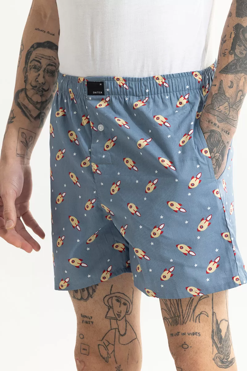 Rocket Print Grey Boxer