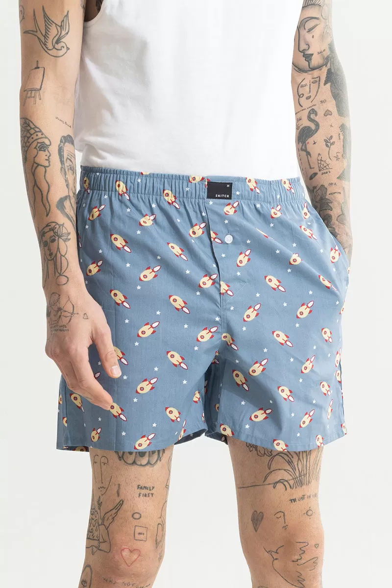 Rocket Print Grey Boxer