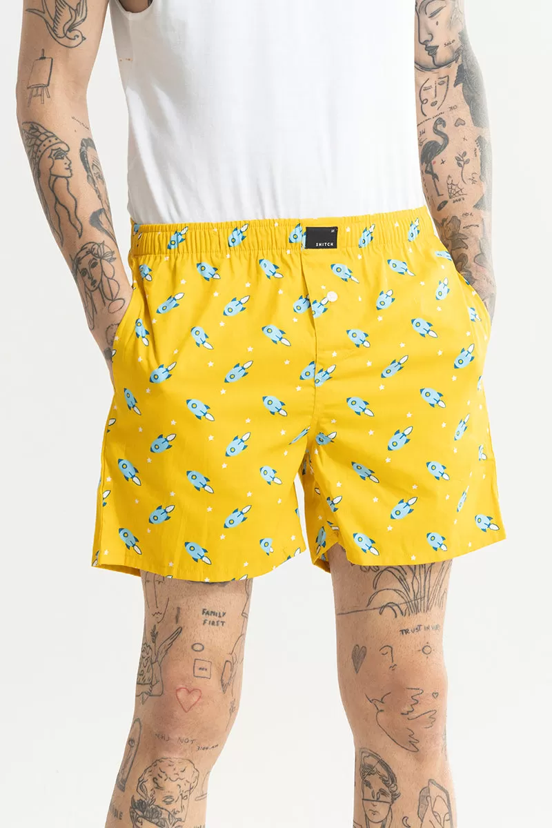 Rocket Print Yellow Boxer