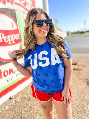 Royal Blue Stars {BOLD USA} Crew Neck Tee