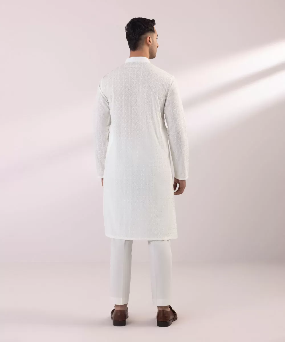 Schiffli Embroidered Cotton Kurta