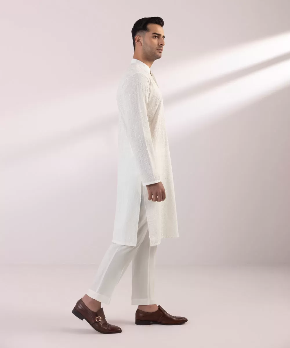 Schiffli Embroidered Cotton Kurta