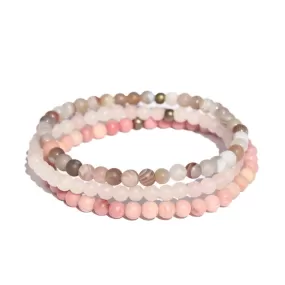 “Self-Love” Botswana Agate Rose Quartz and Rhodonite Bracelet Set