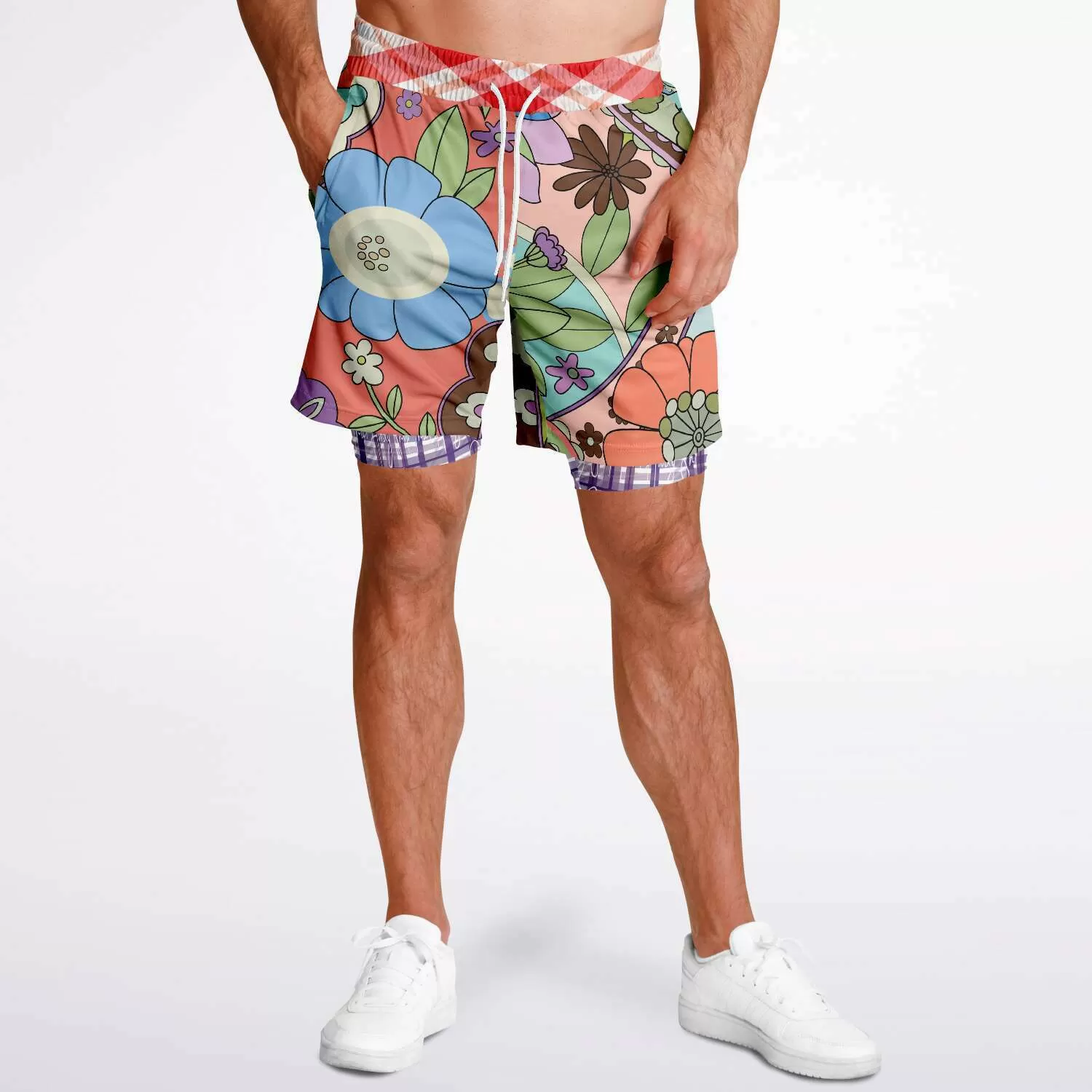 Serendipity Peach Floral Compression Activity Shorts