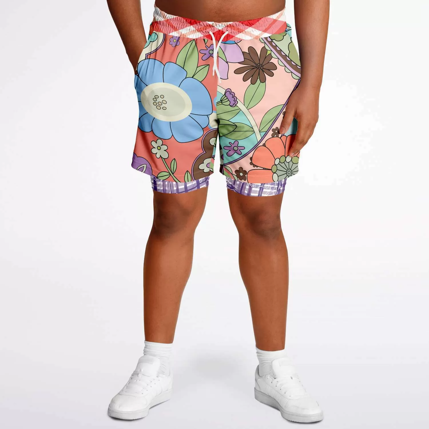 Serendipity Peach Floral Compression Activity Shorts