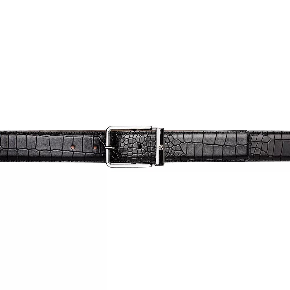 Signature Embossed-Croc Calfskin Belt