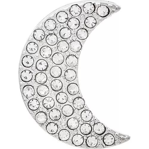 Silver Crystal Pave Crescent Post Earrings