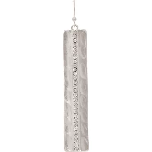 Silver Crystal Stripe Bar Earrings